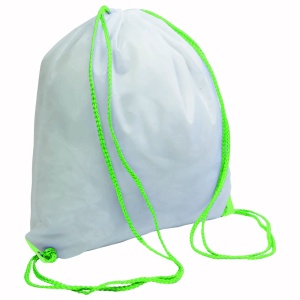ON™ White 210T polyester backpack with drawstring closure, reinforced corners