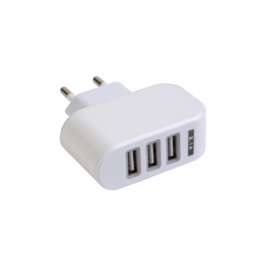 ON Plastic multi-port USB wall charger with 3 ports (5 V-1000 mA each)