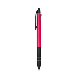 ON Plastic snap pen with 3 refills in blue, black and red, and touchscreen rubber tip - Img 15