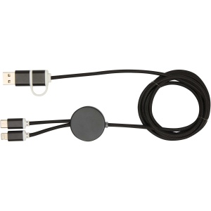 PF™ Alasia 5-in-1 recycled aluminium and plastic 150 cm data sync and 27W fast charge cable