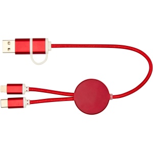 PF™ Alasia 5-in-1 recycled aluminium and plastic 30 cm data sync and 27W fast charge cable