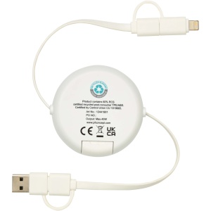 PF™ Chechia 5-in-1 recycled plastic 100 cm retractable data sync and 45W fast charge cable