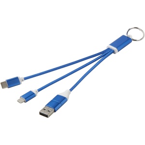 PF™ Metal 4-in-1 recycled aluminium charging cable with keychain