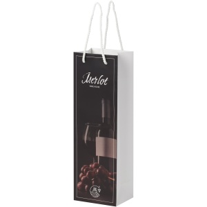 PF™ Handmade 170 g/m2 integra paper wine bottle bag with plastic handles