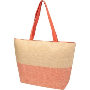 PF Rhythm straw paper large zipped tote bag 21L