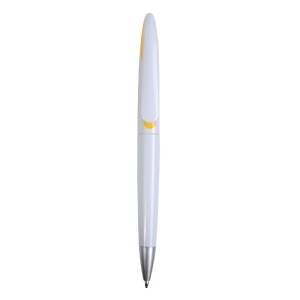 Plastic snap pen with white barrel and curved clip with coloured inside, jumbo refill - Img 6
