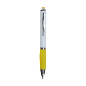 Plastic twist pen with white barrel, rubberised coloured grip - Img 5