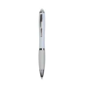 Plastic twist pen with white barrel, rubberised coloured grip - Img 15