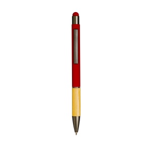 Push button aluminium ball pen with bamboo handle and color touch - Img 11