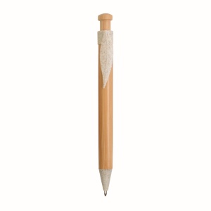 Push button ball pen with bamboo barrel and wheat-straw (50%) and PP (50%) fittings - Img 4