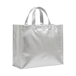 Recycled laminated 120 g/m2 PP shopping bag with gusset and short  handles - Img 4