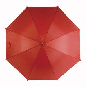 Solid-colour automatic umbrella with steel shaft and ferrule, curved wood handle - Img 2