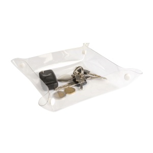 Tavă transparentă din PVC pentru obiecte de jucărie cu nasturi albi din plastic (23 x 23 cm) - Img 2