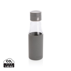XD™ Ukiyo glass hydration tracking bottle with sleeve