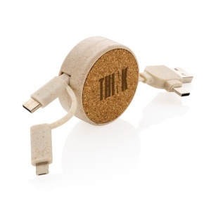XD Cork and Wheat 6-in-1 retractable cable