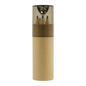 6 wooden colouring pencils with hexagonal cross-sections in a cylindrical cardboard tube - Img 2