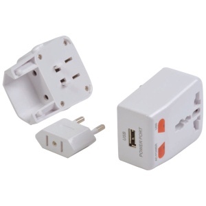 Adaptor universal cu port USB. Intrare 100-125 V 6 A sau 220-250 V 6 A - Img 3