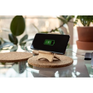AX™ Încărcător wireless pliabil din bambus 10W B'RIGHT, suport pentru telefon | Barbra - Img 5