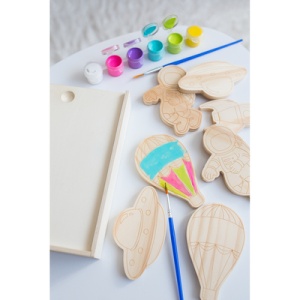 AX™ Set de blocuri din lemn pentru pictat, vopsele și 2 pensule | Priya