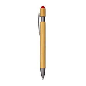 Bamboo and metal click pen. Burnished details and touch screen grommet - Img 8