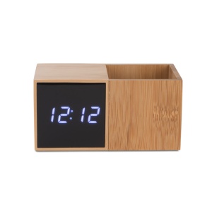 BLUE C™ Desk clock with organizer BAMBOO