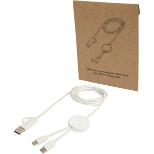 PF Cablu Citala 5-în-1 din plastic reciclat, 30 cm, cu sincronizare de date și încărcare rapidă de 27W