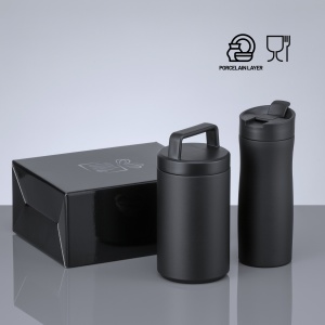 CO Porcelain Set: cană termică 630 ml și recipient pentru alimente 800 ml cu strat de porțelan
