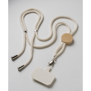 Cotton badge/cell phone lanyard with personalization tag and bamboo insert - Img 3