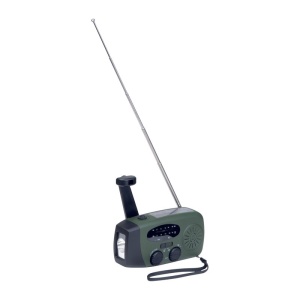 Emergency radio with hand crank