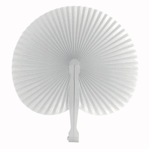 Evantai de mână din hârtie colorată cu mâner din plastic alb, 26 cm lungime, 24 cm diametru deschis - Img 11