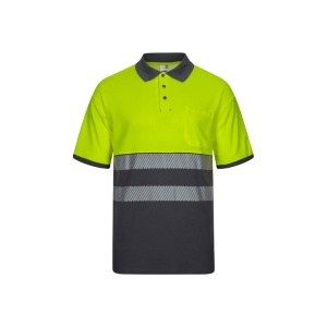 hi!™ VL ACHELOUS Tricou polo piqué bicolor (150g/m²) cu mâneci scurte, din bumbac (55%) și poliester (45%)