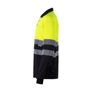 hi!™ VL VULCAN Tricou polo bicolor cu ochi de pasăre (160g/m²) cu mâneci lungi, din poliester (100%)