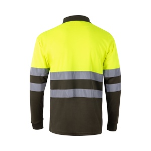 hi!™ VL VULCAN Tricou polo bicolor cu ochi de pasăre (160g/m²) cu mâneci lungi, din poliester (100%)