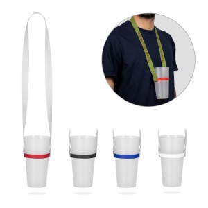 HI BOLTON. Polyester sublimation lanyard with silicone cup holder