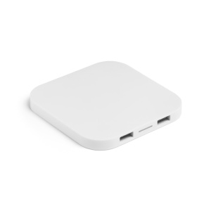 HI CAROLINE. Superfast 15W wireless charger with HUB 2 USB-A ports in recycled ABS (60% rABS) - Img 4
