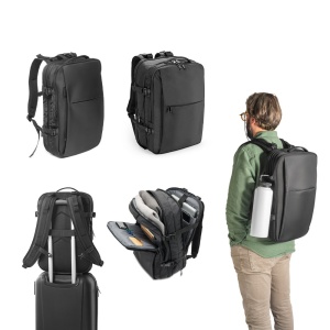 HI DALLAS. High-density recycled 600D polyester travel backpack for 17'3" laptop