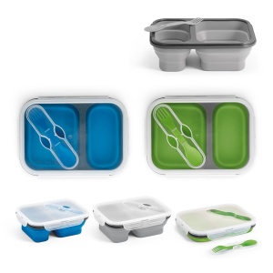 HI DILL. Lunch Box. Retractable hermetic box in silicone and PP (480 and 760 mL)