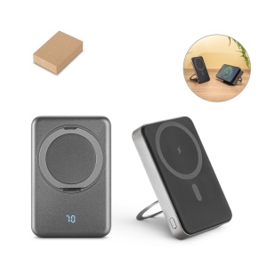 HI WARSHEL 10. 10'000 mAh magnetic power bank with 15W superfast wireless charger in recycled ABS (100% rABS) with stand