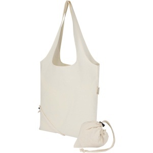 Madras Blend 140 g/m² GRS recycled foldable cotton tote bag 7L - Img 3