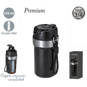 MAK Nurem - Pahar izotermic din oțel inoxidabil reciclat 490 ml. Izolat în vid cu cupru