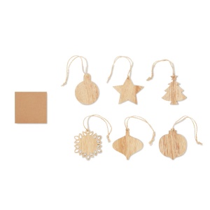 MO CHRISET - Set of wooden Xmas ornaments - Img 5