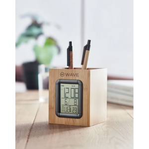 MO MANILA - Bamboo pen holder and LCD clock
