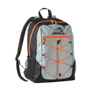 ON™ 600D polyester 4-pocket backpack (two mesh side pockets). Padded straps and back