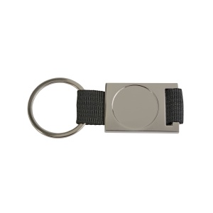 ON™ Aluminium and nylon key chain. Centre to be customised with resin logo
