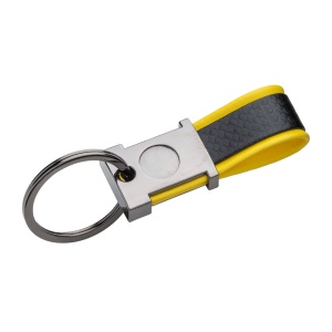 ON™ Keyring in burnished metal and two-tone PU, with space suitable for resin logo