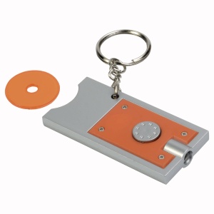 ON™ Plastic key ring with shopping trolley token and light