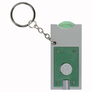 ON™ Plastic key ring with shopping trolley token and light