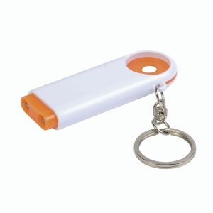 ON™ Plastic key ring with shopping trolley token and 2-LED light