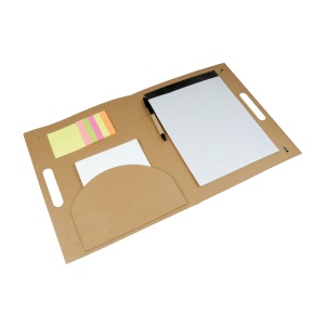 ON™ Recycled-paper notepad carrying file with sticky notes and cardboard pen, ruled notepad