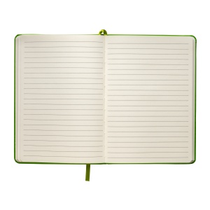 ON™ PU notebook with coloured elastic, ruled sheets (80 pages), ivory colour, satin bookmark